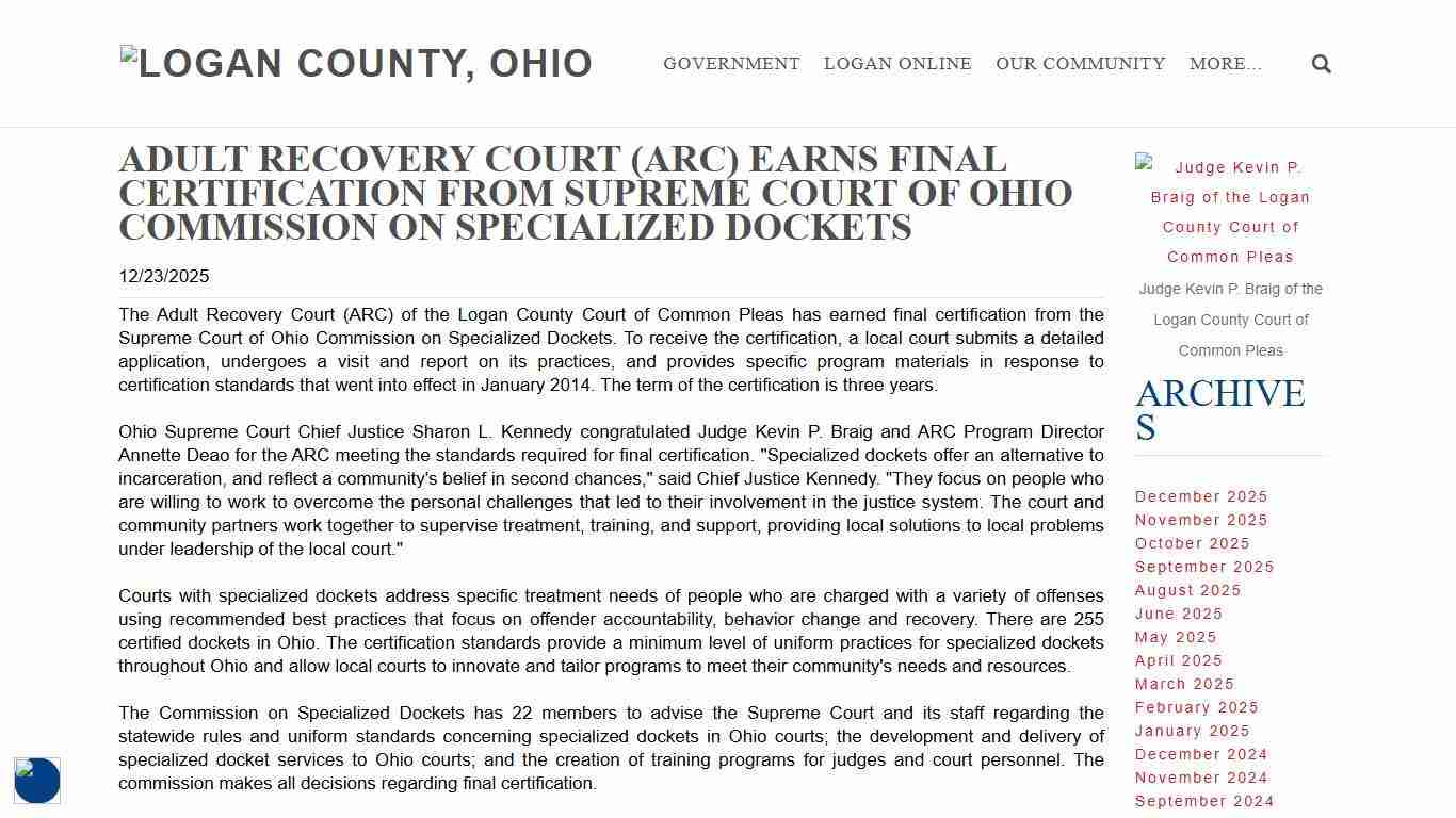 Logan County Common Pleas Court Press Releases - Logan County, Ohio