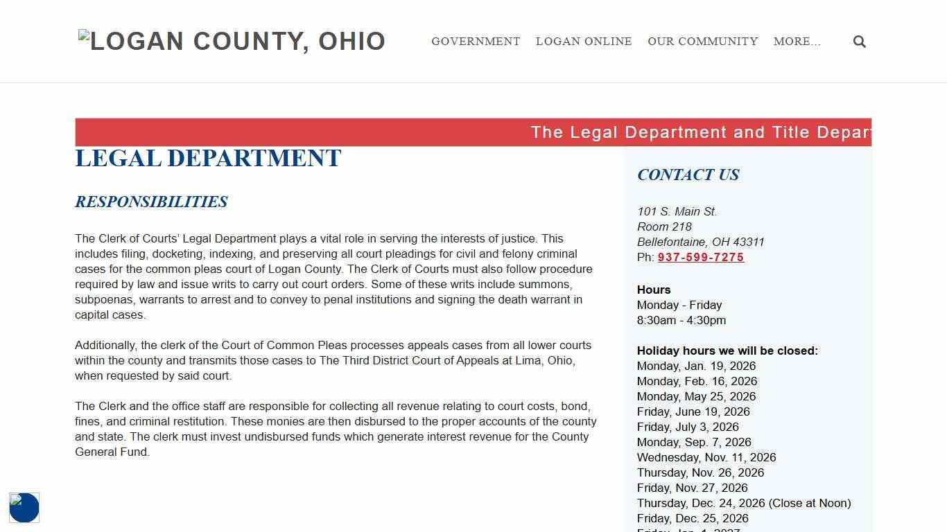 Logan County Legal Department - Logan County, Ohio